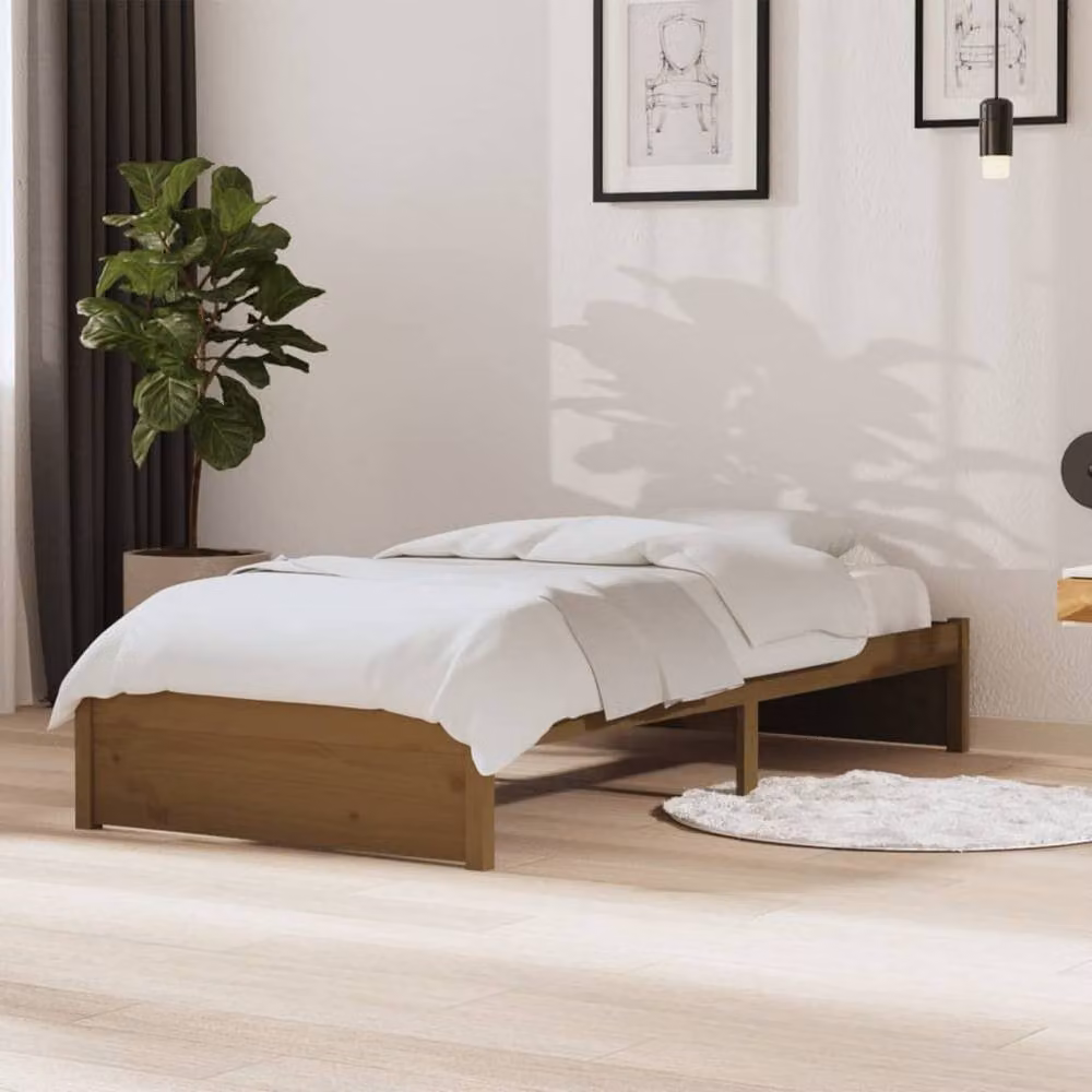 Berkfield Home Single Solid Pine Wood Bed Frame, Brown, W/D/H: 90 x 190 cm – 2