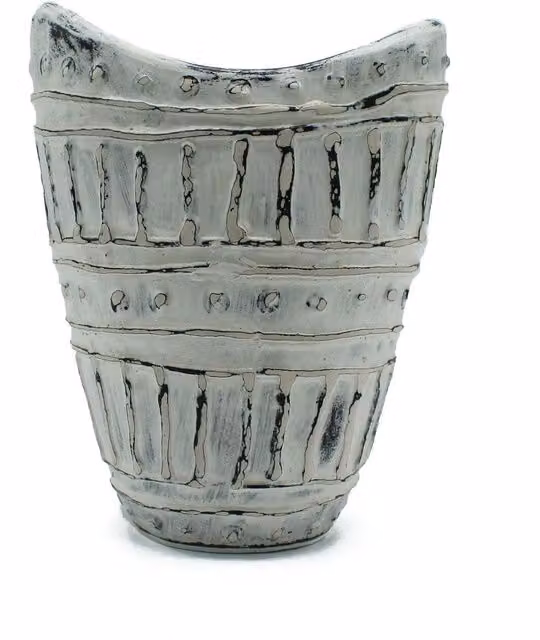 KDMK Modern Plain Ceramic Tabletop Vase in Beige, White or Silver, Height: 22 cm