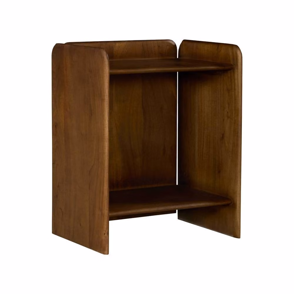 Sweek Exotic Acacia Wood Bedside Table with 2 Levels in Dark Brown – 2