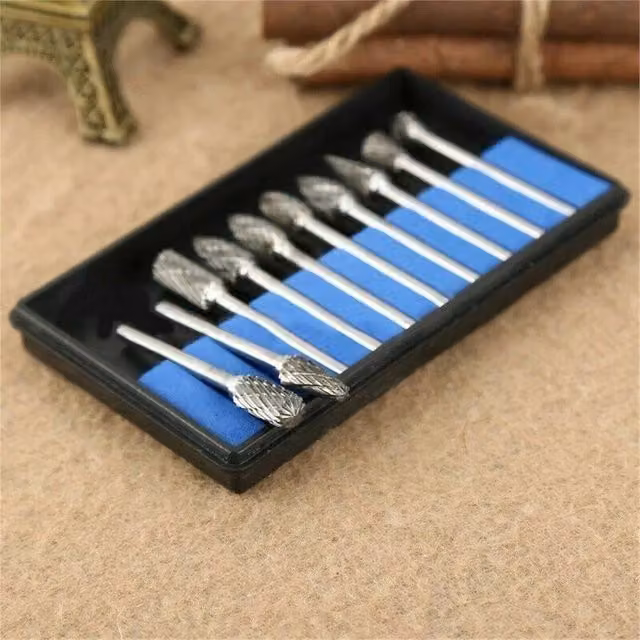 VOGREX 10-Piece Silver Tungsten Steel and Solid Carbide Burrs for Dremel Rotary Tools