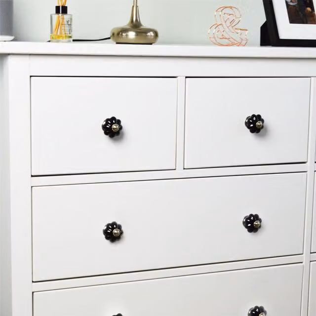 Nicola Spring Black Floral Ceramic Cabinet Knob