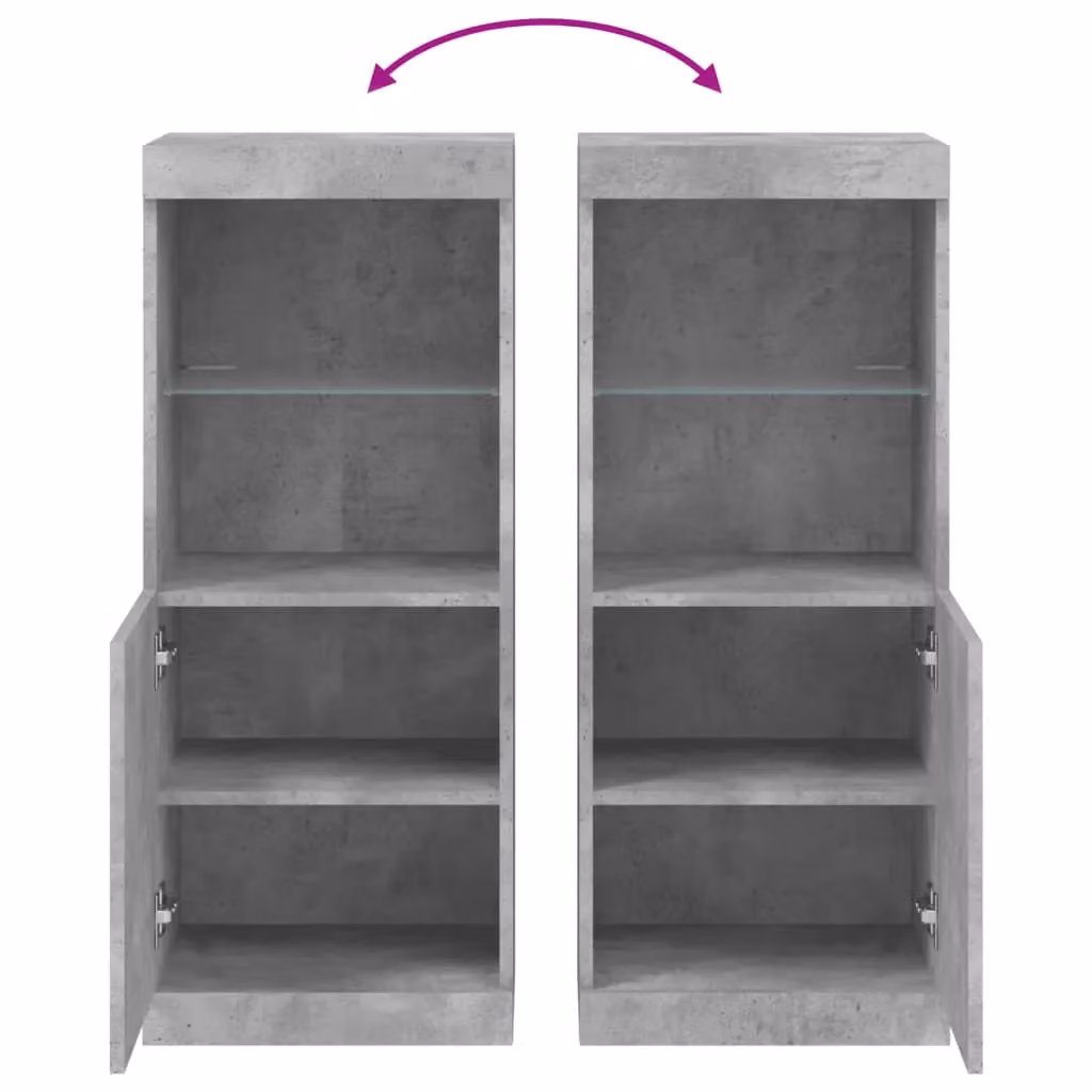 Berkfield Home Modern Sideboard with Integrated LED Lights in Concrete Grey, W/D/H: 41 x 37 x 100 cm – 4