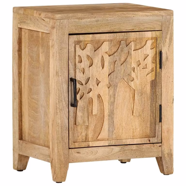 Berkfield Home Durable Rustic Bedside Cabinet in Brown Solid Mango Wood, W/D/H: 40 x 30 x 50 cm