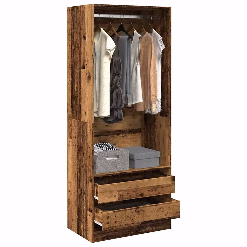 Berkfield Home Old Wood Wardrobe in Brown, W/D/H: 80 x 50 x 200 cm – 2