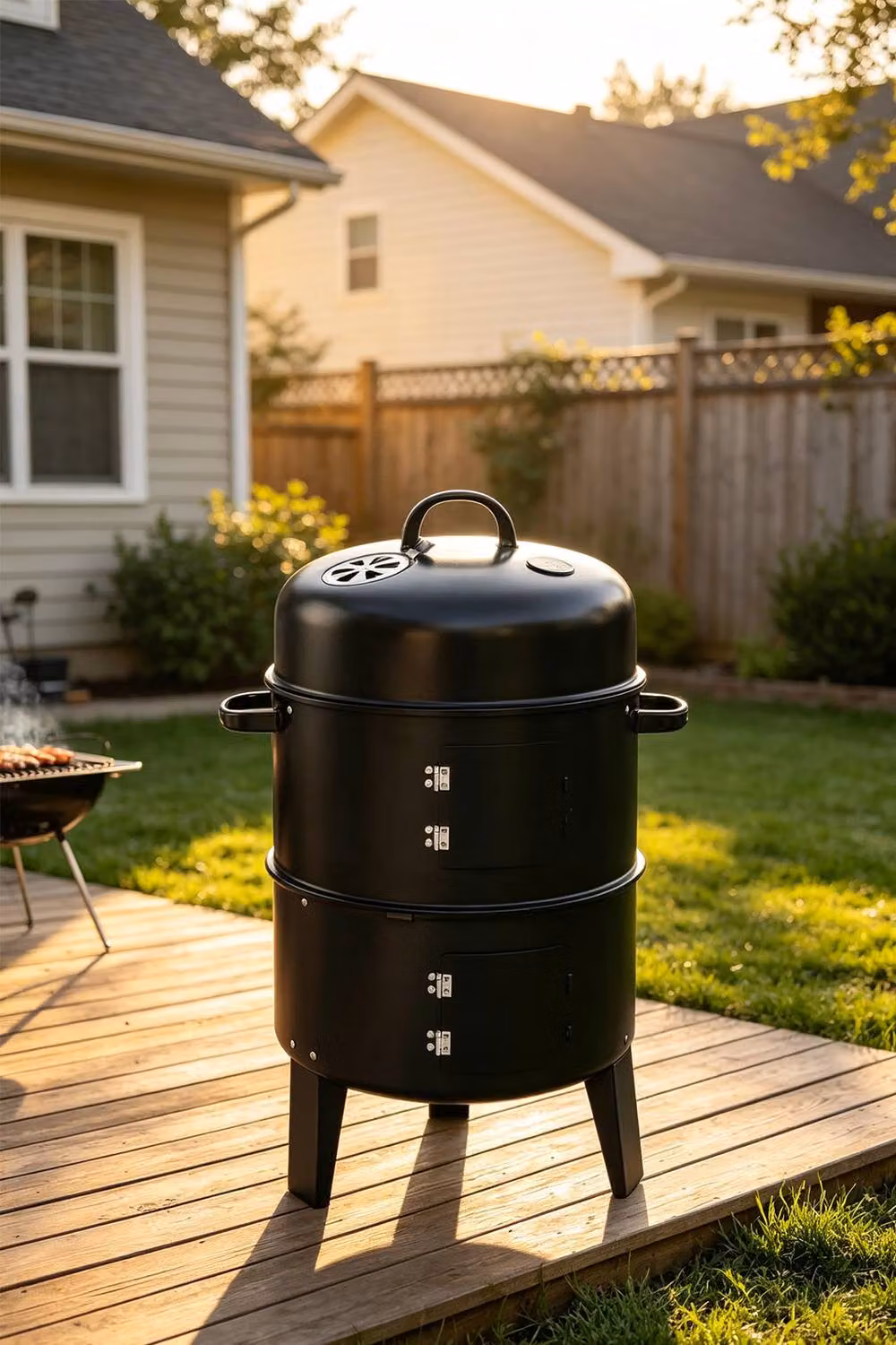 ExtraStar 3-in-1 Charcoal Smoker Grill in Black, W/D/H: 80 x 40 x 80 cm – 3
