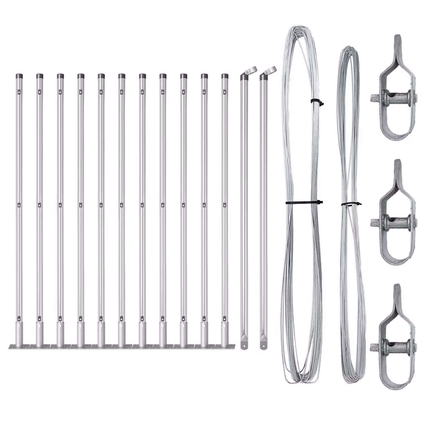 Berkfield Home Set of 13 Round Grey Galvanised Steel Fence Posts, W/D/H: 3.2 x 3.2 x 70 cm – 2
