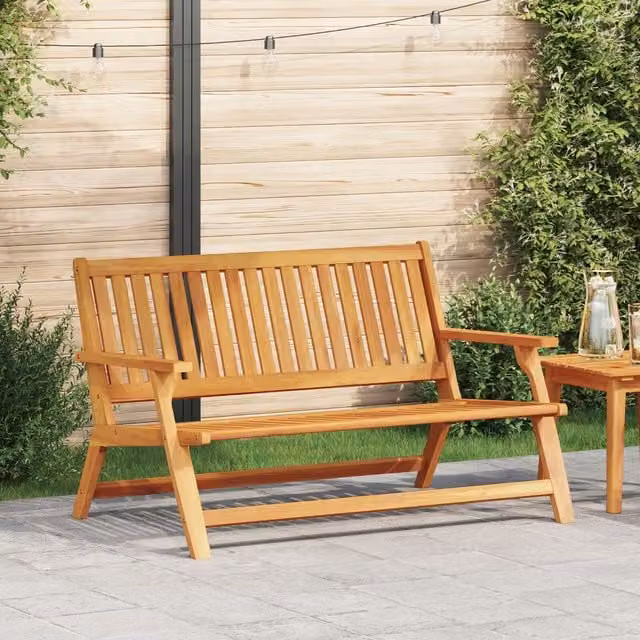 Berkfield Home Garden Bench in Brown Solid Acacia Wood W/D/H: 122.5 x 77 x 74 cm