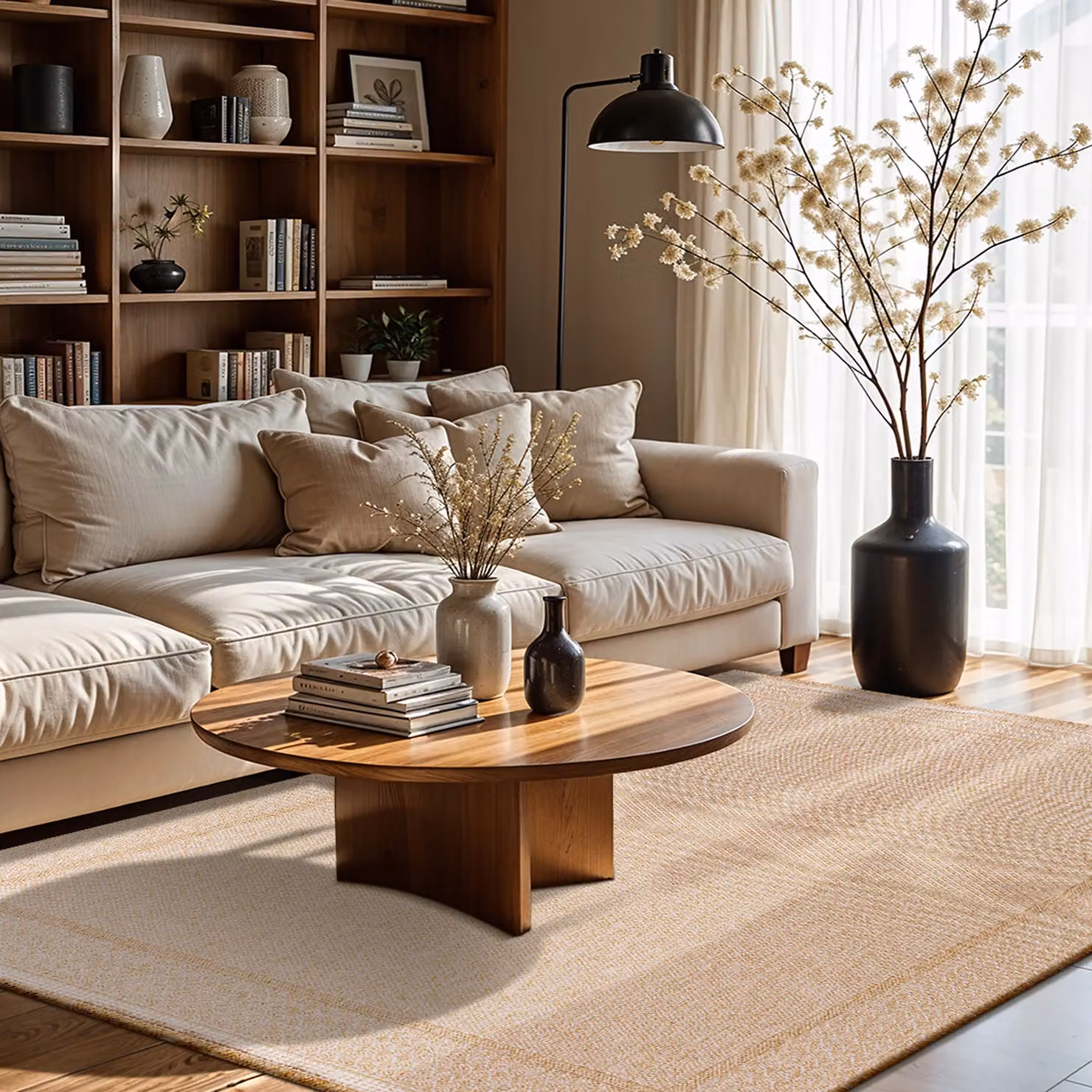 Livabliss Mirage-Cottage Beige Jute-Look In- & Outdoor Rug with Fringes W: 160 cm, D: 215 cm – 3