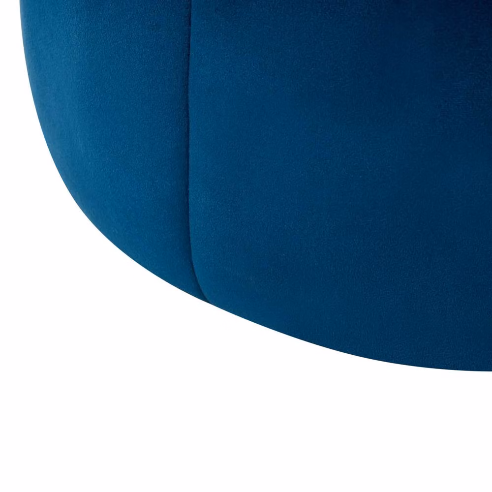 Wyld and Coco Blue Velvet Round Pouffe Compact Footstool and Accent Seat – 6