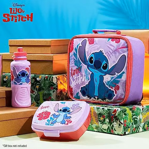 Disney Stitch 3 Piece Insulated Kids Lunch Set with 430ml Water Bottle, Multicolour, BPA Free – 2