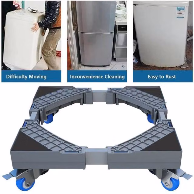 FLAVORA Washing Machine and Fridge Stand Trolley in Grey