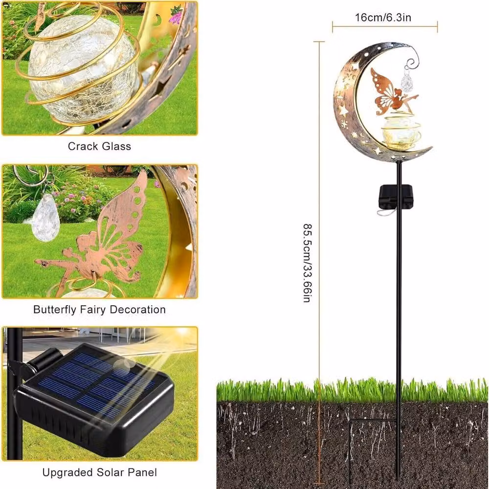 NESTLUNE 3-Piece Fairy Garden LED Solar Lights in Bronze – 4