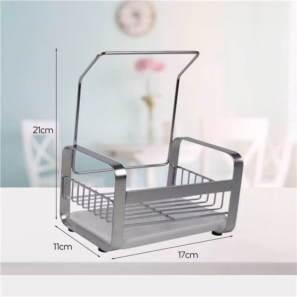 PAWNORA Silver Stainless Steel Rectangular Kitchen Sink Caddy with Sponge and Liquid Holder – 2