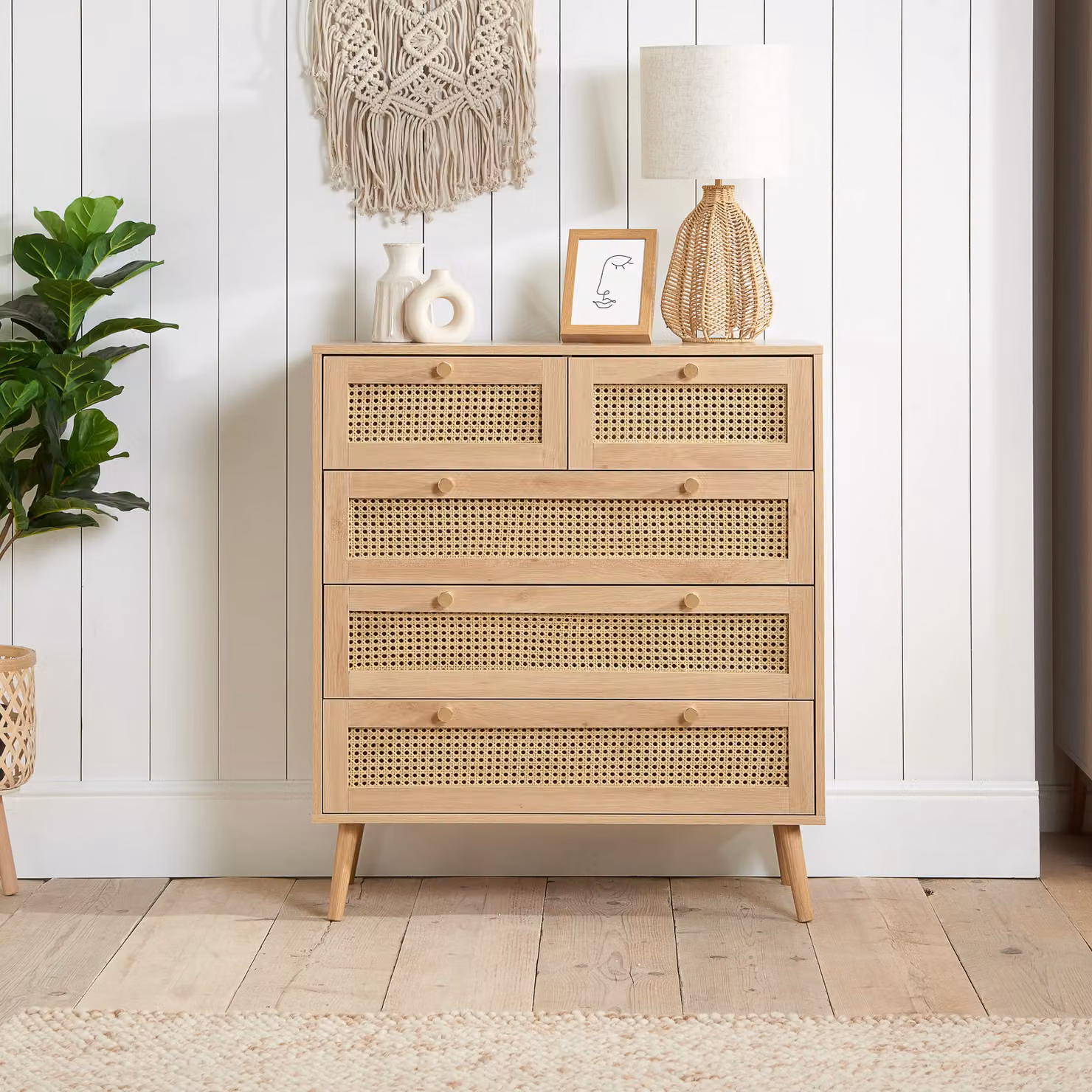 Birlea Croxley 3 Piece Wooden Furniture Set in Natural with Gold Details – 3