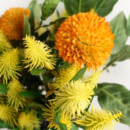 Mixed Yellow and Orange Leaf Design Artificial Floral Arrangement – 4