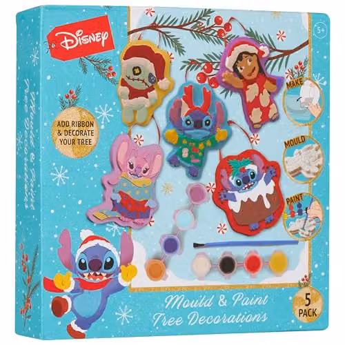 Disney Paint Your Own Christmas Bauble Painting Kit with Plaster Figures in Blue and Multicolour