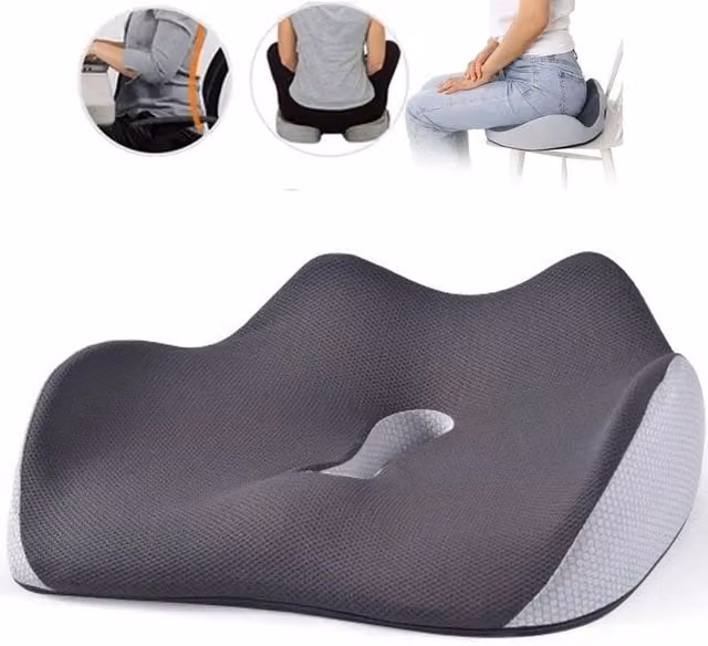PAWNORA Grey Memory Foam Contoured Office Back and Seat Cushion for Adults