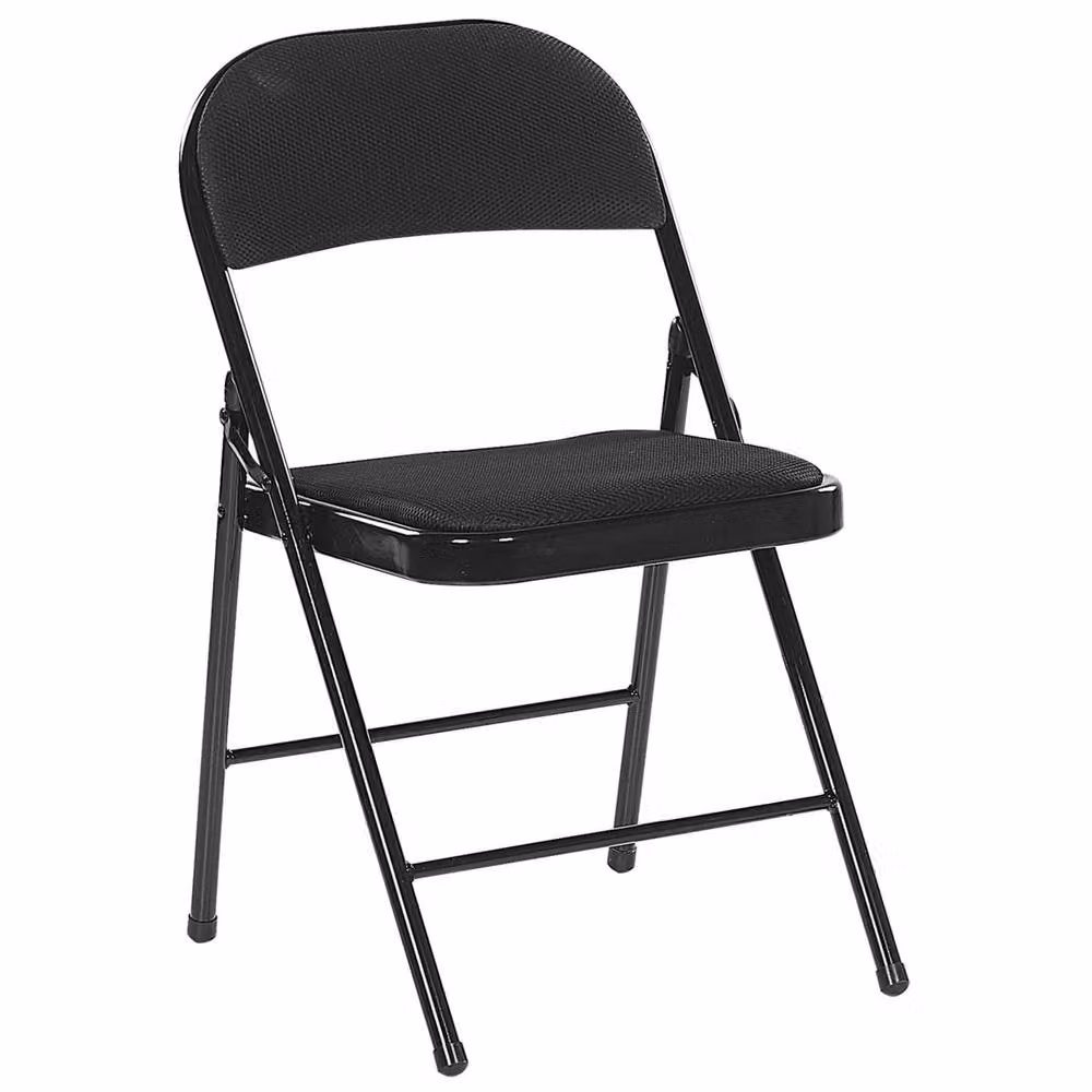 Wyld and Coco 4-Pack of Modern Black Folding Chairs with Metal Frame and Padded Fabric Seats – 3