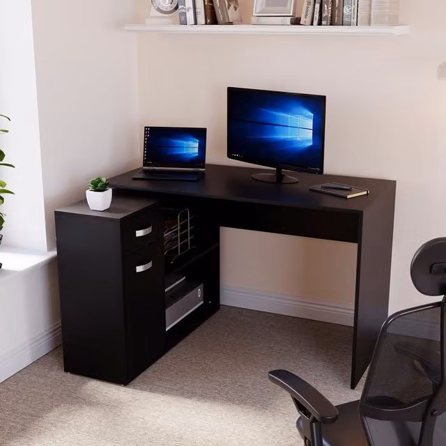 Vida Designs Modern Height Adjustable Computer Desk in Black