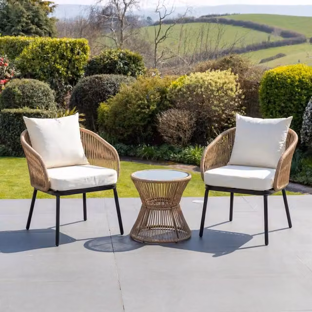 Artemis Home Florent Polyrattan Patio Bistro Set in Brown and Beige – 1