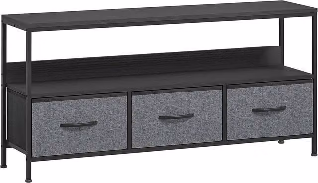 VOGREX Industrial Vintage Metal and MDF TV Storage Cabinet in Black and Grey