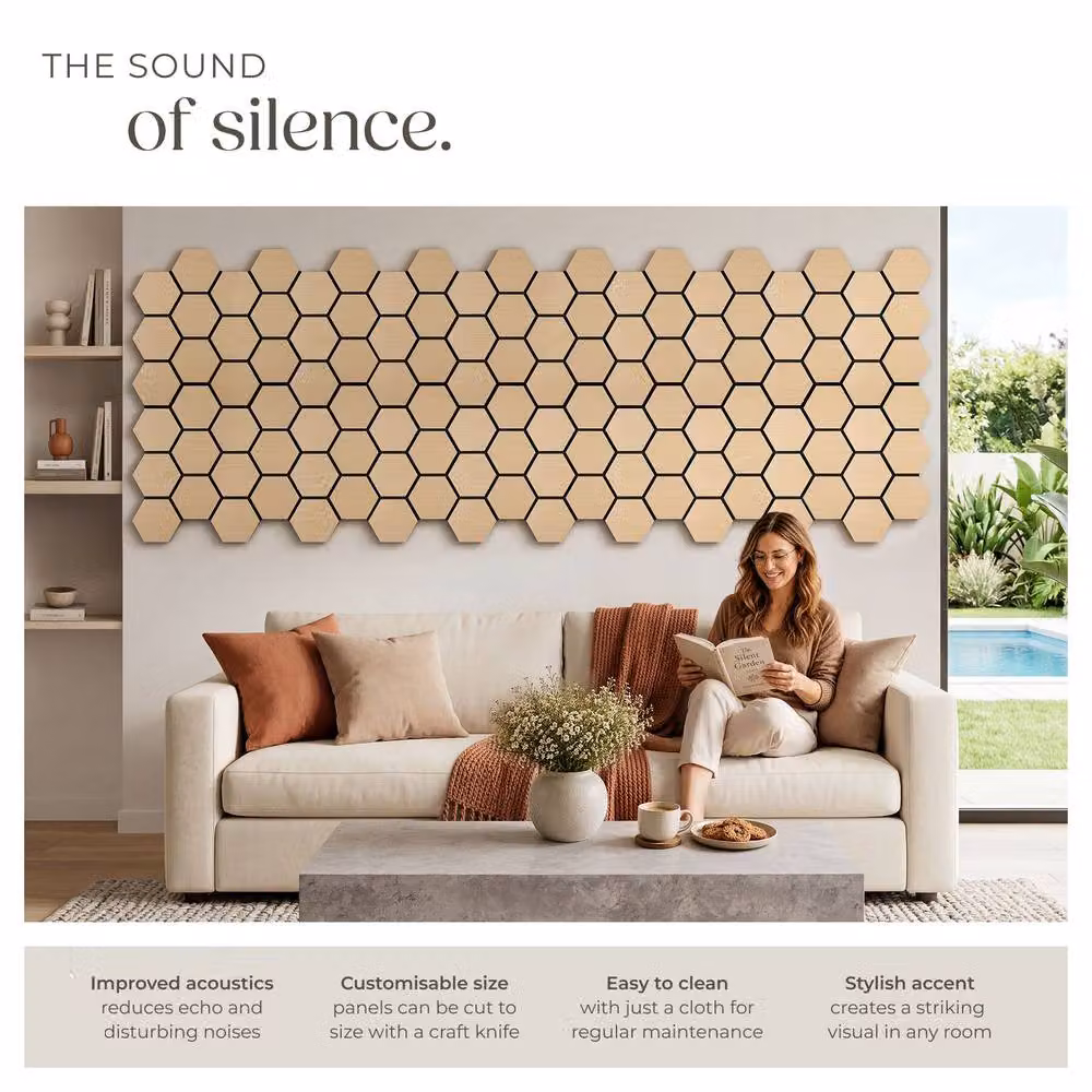 tectake Sound-Absorbing Felt Acoustic Panels in Light Oak Wood Look, Brown – 2