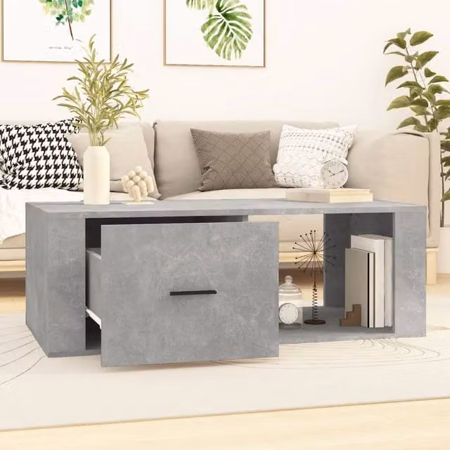 Berkfield Home Decorative Coffee Table in Concrete Grey, W/D/H: 100 x 50.5 x 35 cm, Engineered Wood