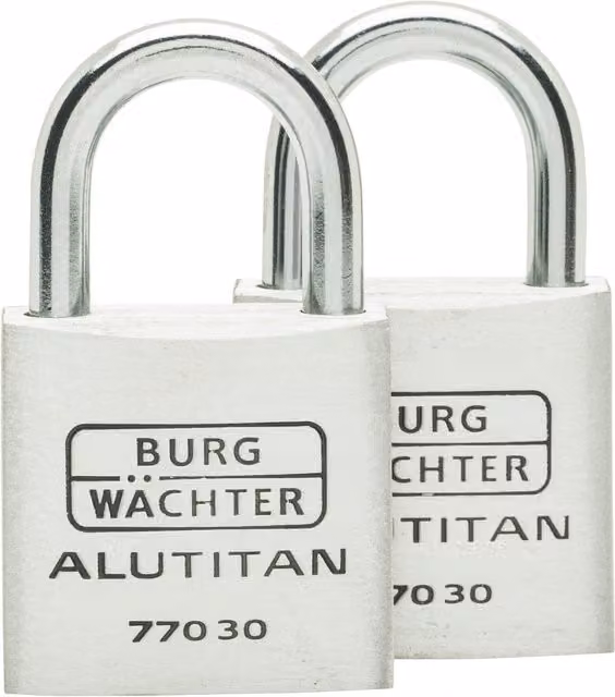 Burg-Wächter Duo 770 30 SB Aluminium Padlocks, Silver, Pack of 2