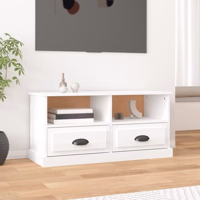 Berkfield Home High Gloss White TV Cabinet W/D/H: 93 x 35.5 x 45 cm