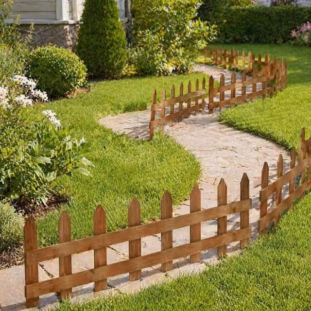 STILVORA Brown Wood Garden Fence Set of 12 Panels – 1