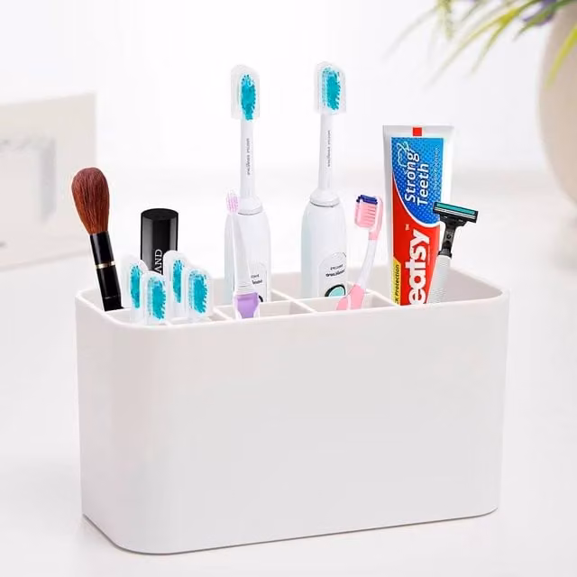 PAWNORA Wall Mounted Plastic Toothpaste Storage Rack in White