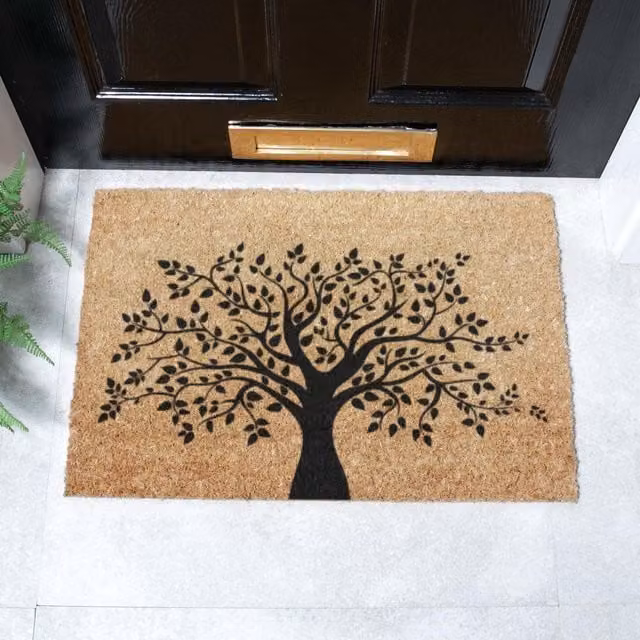 Artsy Mats Tree of Life Doormat, Black, W: 60 cm, D: 40 cm