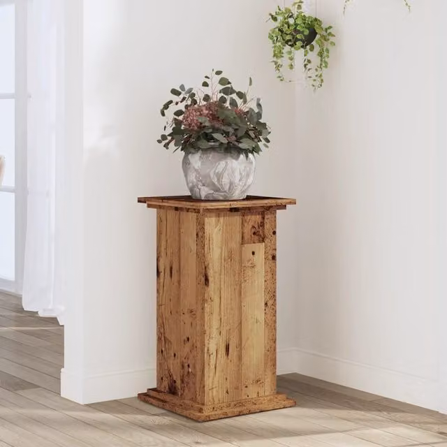 Berkfield Home Modern Square Plant Stand in Brown Wood, W/D/H: 33 x 33 x 60 cm