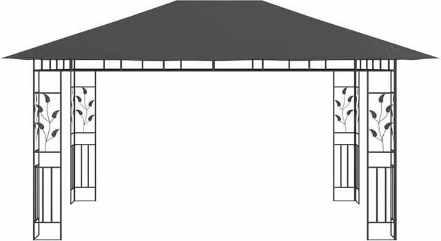 Berkfield Home Gazebo with Mosquito Net in Anthracite, W: 400 cm, D: 300 cm, H: 273 cm
