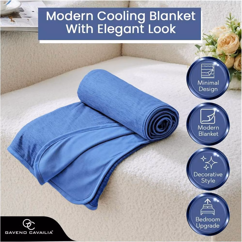 GAVENO CAVAILIA Single Bed Cooling Blanket in Blue, W/D/H: 130 x 170 cm – 3