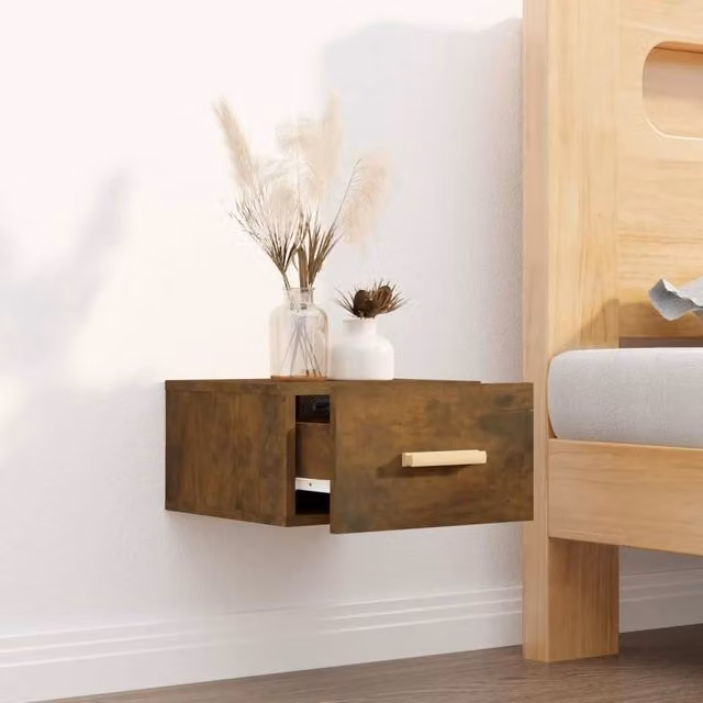 Berkfield Home Wall-mounted Bedside Cabinet in Smoked Oak Brown, W/D/H: 35 x 35 x 20 cm – 1