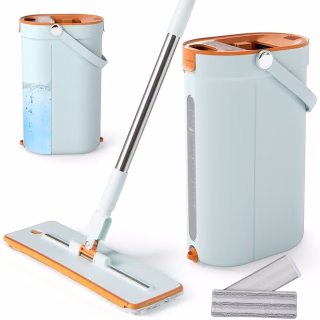 COSTWAY Mop and Bucket Set with Wringer and Scraper in Green