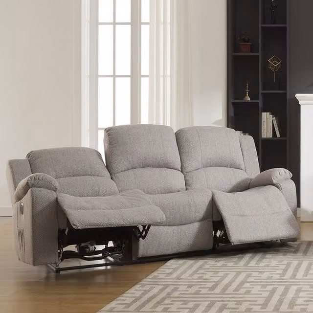 Artemis Home Marldon 3 Seat Electric Reclining Fabric Sofa in Grey
