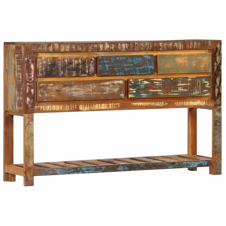 Berkfield Home Rustic Reclaimed Wood Sideboard, Multicolour, W/D/H: 120 x 30 x 75 cm
