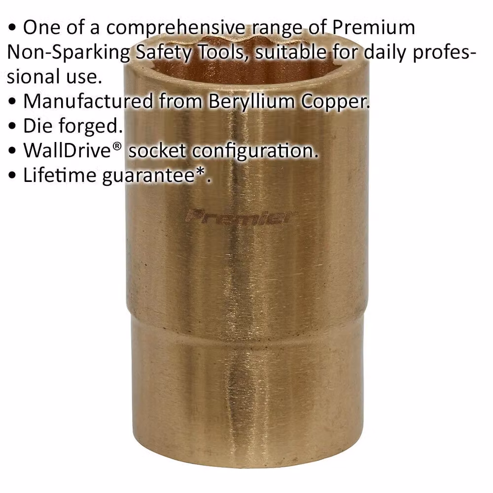 Loops 18mm Non-Sparking WallDrive Socket with 1/2 inch Square Drive in Gold Beryllium Copper – 2