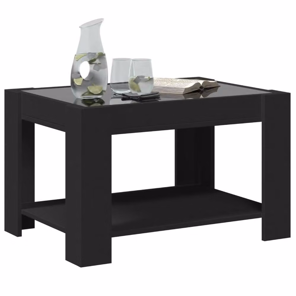 Berkfield Home Black LED Coffee Table in Engineered Wood, W: 73 cm, D: 53 cm, H: 45 cm – 2