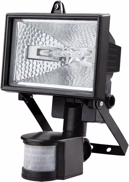 Bargains-Galore Black Motion Sensor Halogen Flood Light