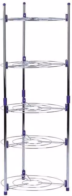 SPETLEK Silver Metal Freestanding Kitchen Corner Pan Rack W: 101.4 cm, D: 35.0 cm