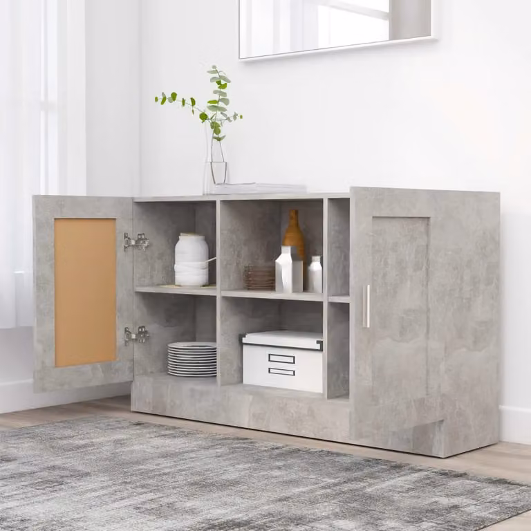 Berkfield Home Sideboard in Concrete Grey, W/D/H: 120 x 30.5 x 70 cm