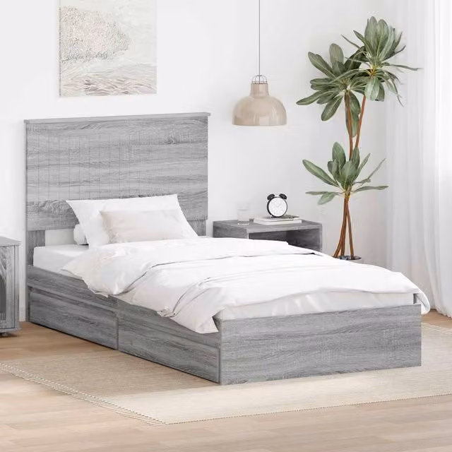 Berkfield Home Grey Sonoma Storage Bed with Drawers, W/D/H: 100 x 200 cm