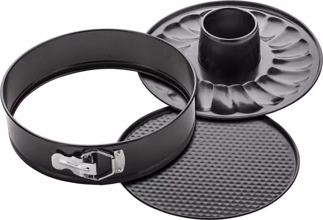 Orsina Non-Stick Round Carbon Steel Springform Cake Pan Set, Black