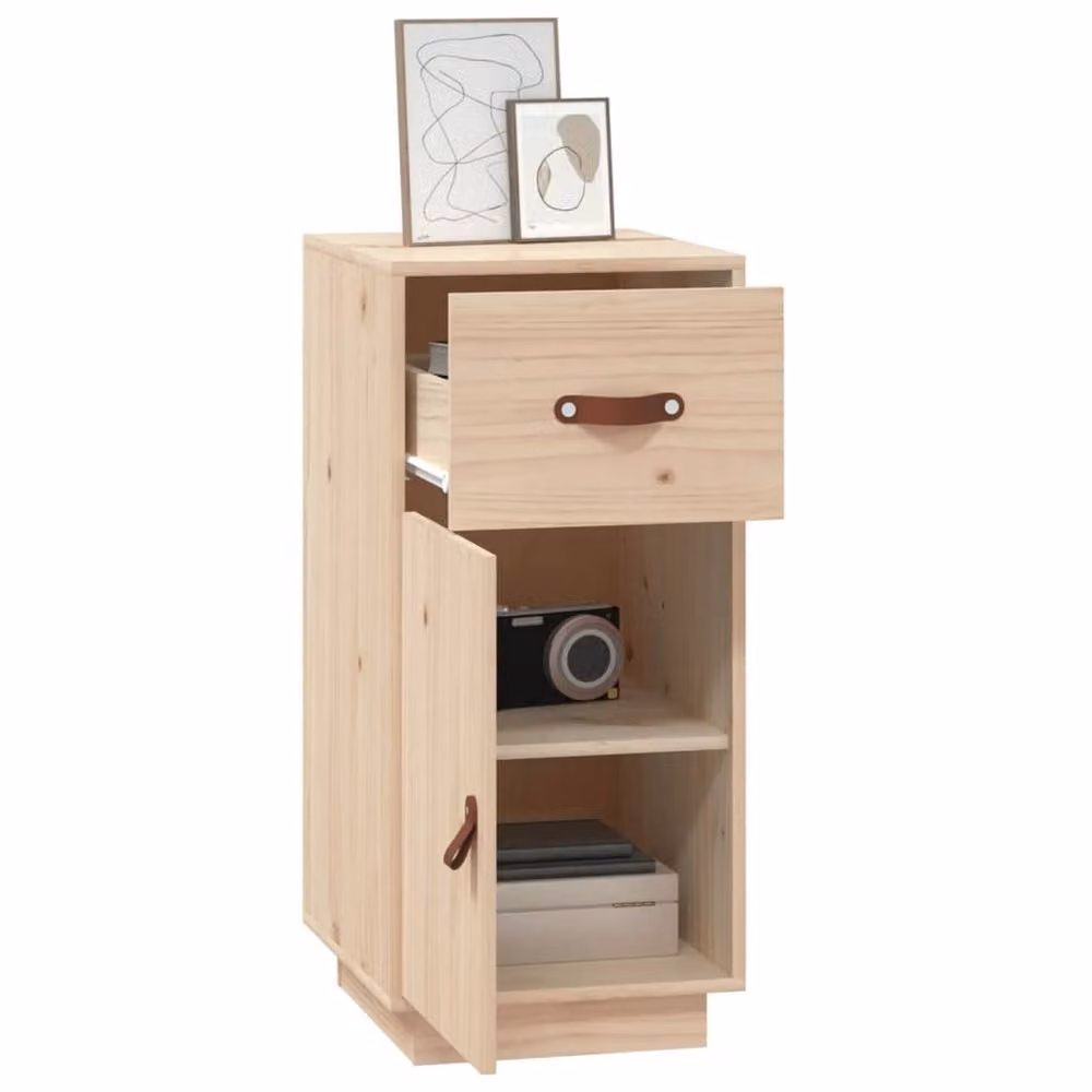 Berkfield Home Rustic Solid Wood Pine Sideboard in Light Brown, W/D/H: 34 x 40 x 75 cm – 2