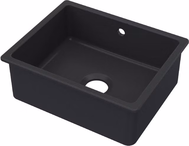 Balterley Ceramic Single Bowl Undermount Kitchen Sink, Dark Grey, W: 54.8 cm, D: 44.2 cm, H: 19.7 cm
