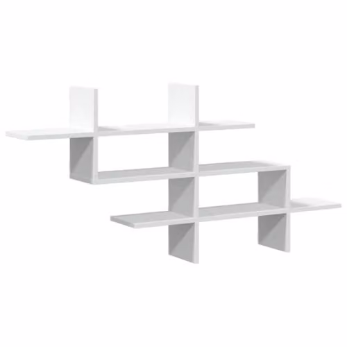 vidaXL Wall Mounted Shelf in White MDF, W/D/H: 124.5 x 18 x 60.5 cm