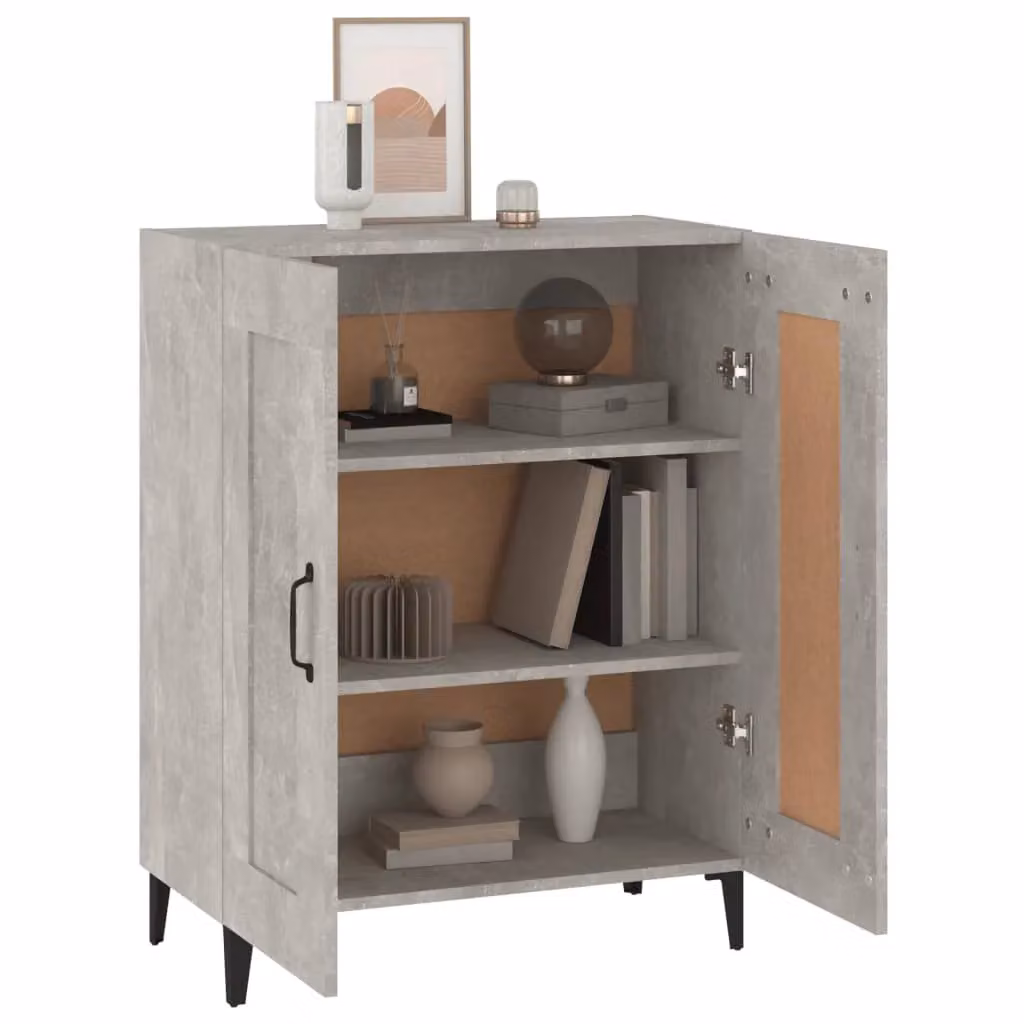 Berkfield Home Sideboard in Concrete Grey, Engineered Wood, W: 69.5 cm, D: 34 cm, H: 90 cm – 3